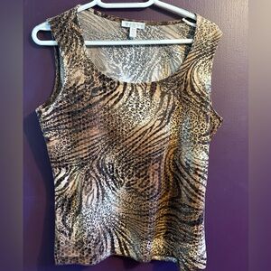 Perceptions Animal Print Tank Top - Brown and Black